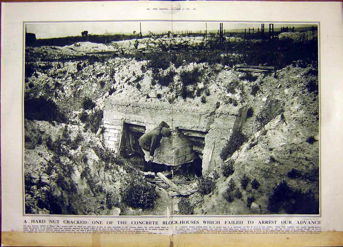 Original Old Vintage Print Belgium Black Army Africa Block-House Menin War 1917