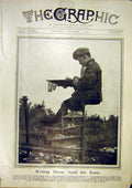 Original Old Vintage Print Writing Home Ruins Sier Army 1917 War 20th Century