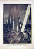 Original Old Vintage Print Searchlight Dreadnought Signal Pillar War Navy 1917