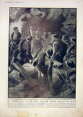 Original Old Vintage Print Robbers Cave Aisne French Huns Troops War 1917 20th