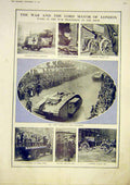 Original Old Vintage Print War Lord Mayor London Tanks Procession Aeroplane 1917