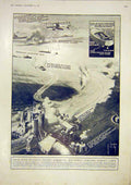 Original Old Vintage Print Boats Hun Vessels Balloon Aeroplane Wireless 1917 War