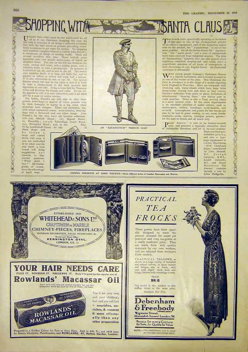 Old Vintage Print Pounds Leather Note-Cases Wallets Debenham Advert 1917 20th