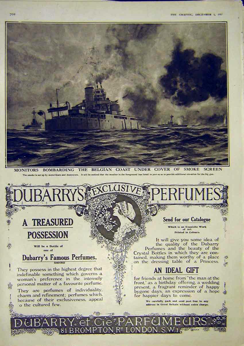 Original Old Vintage Print Belgian Coast Ships Motor-Boats Dubarry'S Advert 1917