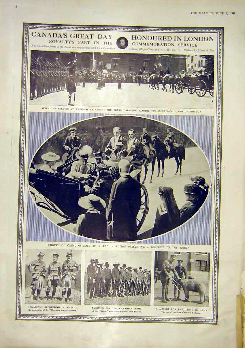 Original Old Vintage Print Canada London Commemoration Mpa Russian Front 1917