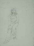 Original Old Vintage Print Young Girl Sitting Stool C1980 M Smart Sketch Camden