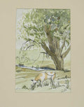 Original Old Vintage Print C1980 M Smart Water-Colour Country Trees Cows Field