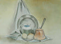Old Vintage Print Kitchen Jug Plate Bread Art C1980 M Smart Water-Colour 20th