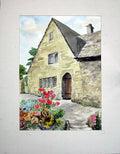 Original Old Vintage Print C1980 M Smart Water-Colour Farmhouse Saintbury 20th