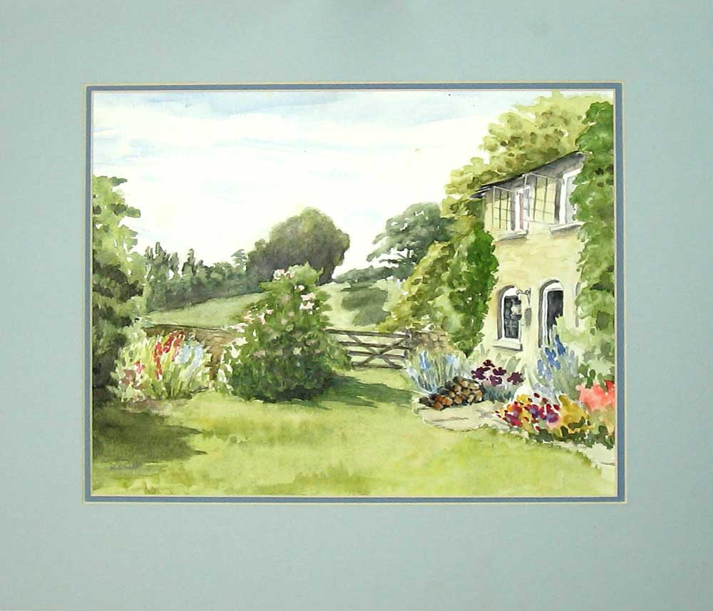 Original Old Vintage Print C1980 M Smart Water-Colour Longborough House Country