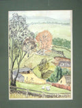 Original Old Vintage Print C1980 M Smart Water-Colour Guild House Country View