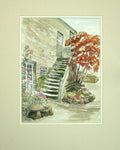 Original Old Vintage Print House Trees Flowers Steps C1980 M Smart Water-Colour