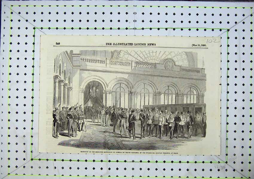 Original Old Antique Print Archduke Maximilian Austria Napoleon Strasbourg 1856