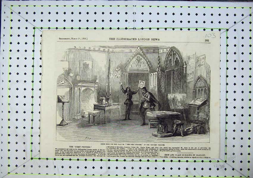 Original Old Antique Print 1856 Scene From The First Er Princess Theatre Play