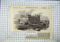 Original Old Antique Print 1856 Ilkley Wells Hydropathic Establishment Hotel