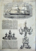 Original Old Antique Print King Siam Ink Stand 1856 Pera Ship Wilcox Anderson
