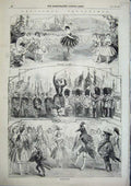 Old Antique Print Christmas Pantomimes 1856 Drury Lane Haymarket Princess 19th