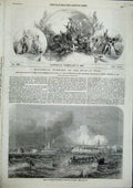Original Old Antique Print 1856 Reval South Entrance The Gulf Finland Victorian