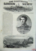 Original Old Antique Print General Williams Portrait 1856 Balaclava Heights