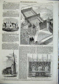 Old Antique Print 1856 St Mary Nicolas College Lancing St Stephens Church 19th