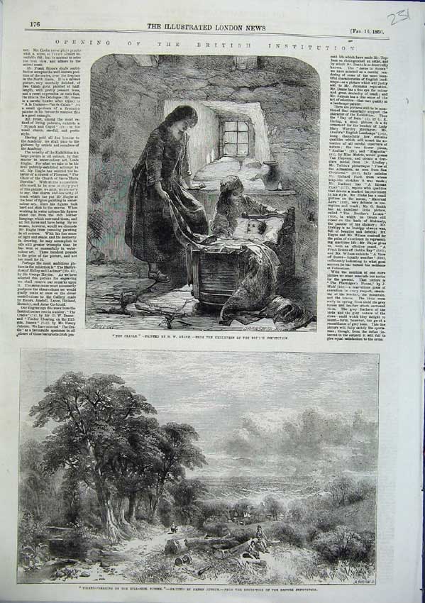 Old Antique Print The Cradle Deane Fine Art 1856 Timber Cleaning Jutsum 19th