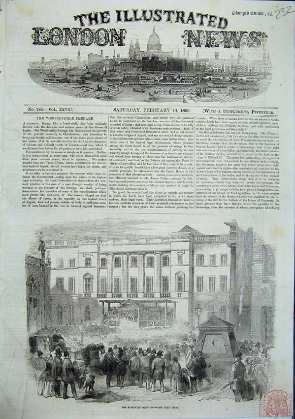 Original Old Antique Print The Edinburgh Election Signet Library 1856 Victorian