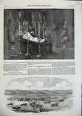 Original Old Antique Print Remains Prince De Schinas Spa Lying In State 1856