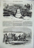 Old Antique Print Russian Guns Bells Woolwich Arsenal Shoeing Mule 1856 19th