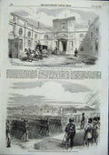 Original Old Antique Print Earl Clarendon Residence Paris 1856 Train Artillery
