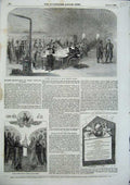 Original Old Antique Print Siers Reading Room St Marys Barrack Chatham 1856