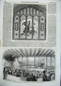 Original Old Antique Print 1856 Memorial Window St Marys Chester Puglia Railway