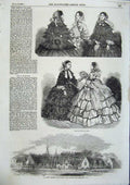 Old Antique Print Paris Fashions April 1856 Deptford Lewisham Road School 19th