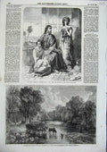 Original Old Antique Print Visit To Bethany Clay Art Crossing The Ford Soper
