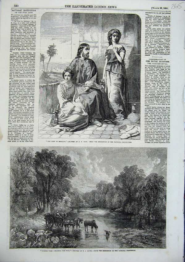 Original Old Antique Print Visit To Bethany Clay Art Crossing The Ford Soper