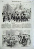 Original Old Antique Print 1856 Half Baptism Imperial Prince Dames De La Halle