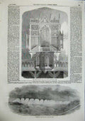 Original Old Antique Print New Organ Sherbourne Dorset 1856 Waterspouts Malta