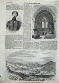 Original Old Antique Print 1856 General Cannon Church Paddington Vehar Salsette