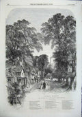 Original Old Antique Print Sunday Morning Lump GCharles Mackay Poem 1856 19th