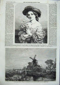 Old Antique Print The Lily Baxter Art 1856 The Marshes Morning Williams 19th