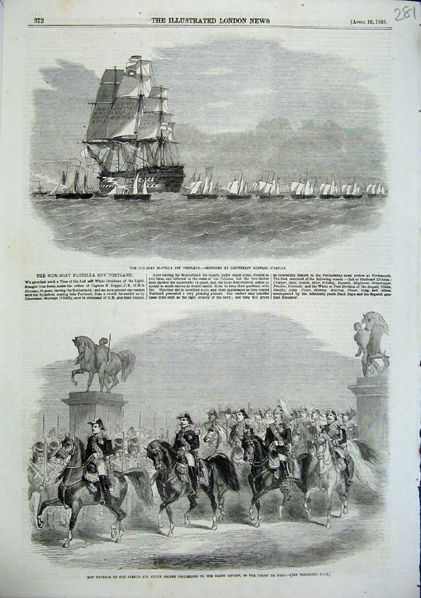 Old Antique Print 1856 Gun Boat Flottila Portland O'Reilly Orloff De Mars 19th