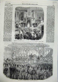 Old Antique Print 1856 Vicountess Dungannon Belfast Common Hall Guildhall 19th