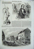 Original Old Antique Print Gladstone Gen Lane 1856 Rugeley Staffordshire Hall