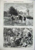 Original Old Antique Print Water Cart Troyon Art Loves Labour Lost Pickersgill