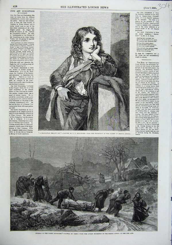 Old Antique Print 1856 Art Maidenhood Hicks Lady Barnard Fore Walk Wotten 19th