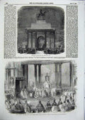 Original Old Antique Print Green Park Arch Te Drum St Mary Church Wiseman 1856
