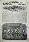 Original Old Antique Print The Peace Illuminations On Building 1856 Victorian
