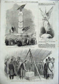 Old Antique Print Robert Mclure Sculpture Red Hill Stone Portsmouth 1856 19th