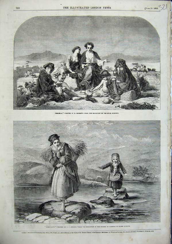 Original Old Antique Print Graziella Lehmann Fine Art Come Along Jenkins 1856
