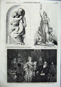 Old Antique Print Agnes Gladstone Boadicea Sculpt Titan God Daughter 1856 19th