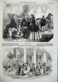 Original Old Antique Print Paris Fashion Promenade Lord Lieutenants Dublin 1856